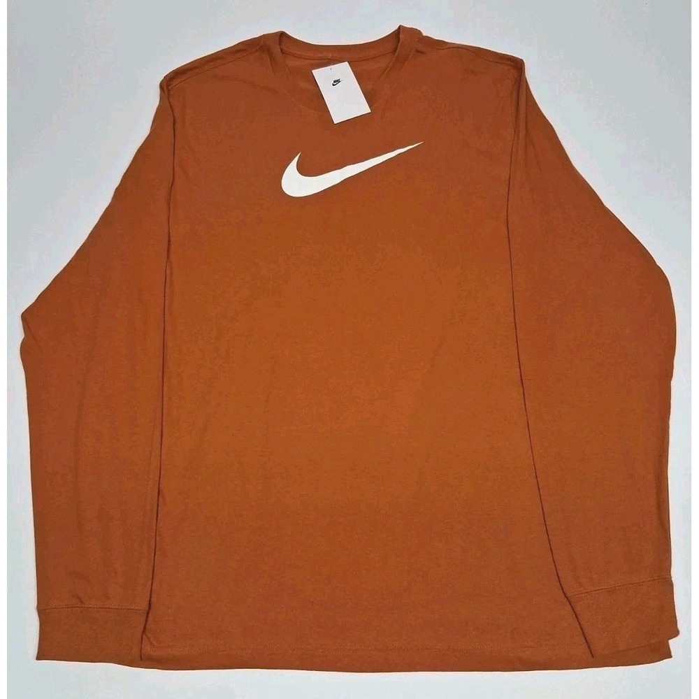 Nike Swoosh Men's Long Sleeve Graphic T-Shirt Size 2XL Fall Burnt Orange **READ*